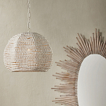 Подвесной светильник в форме купола с декором из круглых деревянных бусин White Wooden Beads Chandelier варинант исполнения - 4 | Loft Concept в Москве