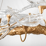 Люстра подвесная линейная с прозрачными стеклянными птичками на ветвях Serip Voa варинант исполнения - 10 | Loft Concept в Москве