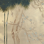 Обои ручная роспись Bamboo River Blossom Original colourway on Brushed Gold gilded paper варинант исполнения - 2 | Loft Concept в Москве