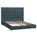 Кровать двуспальная зеленая с основанием из массива дерева с мягким изголовьем Velour Beds варинант исполнения - 1 | Loft Concept в Москве