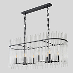 Люстра подвесная овальная со стеклянными прозрачными трубками и металлическим каркасом черного цвета Nembus варинант исполнения - 4 | Loft Concept в Москве