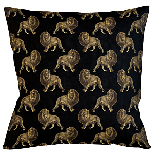 Декоративная подушка с узором из львов Home Safari Black