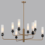 Люстра на штанге с 8-ю цилиндрическими матовыми плафонами и шарами из камня Orb Essence варинант исполнения - 6 | Loft Concept в Москве