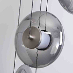 Люстра каскадная с 5-ю круглыми стеклянными плафонами дымчатого цвета и черными деталями Orbit Serenade варинант исполнения - 2 | Loft Concept в Москве