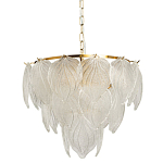 Люстра на цепи с прозрачными стеклянными подвесками в виде листьев Textured Glass Chandelier варинант исполнения - 1 | Loft Concept в Москве