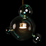 Подвесной светильник с прозрачными бирюзовыми стеклянными шарами и золотыми деталями Диаметр 43 Giopato & Coombes варинант исполнения - 6 | Loft Concept в Москве