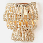 Настенный светильник с подвесками из деревянных бусин молочного цвета Wooden Beads Wall Lamp варинант исполнения - 3 | Loft Concept в Москве