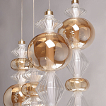 Люстра с плафонами из прозрачного и янтарного стекла в виде шаров и ромбов Gabriel Scott Luna варинант исполнения - 7 | Loft Concept в Москве