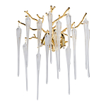 Бра золотого цвета с разветвленными ветвями и длинными прозрачными подвесками в форме стеклянных сосулек Droplet Chandelier варинант исполнения - 1 | Loft Concept в Москве