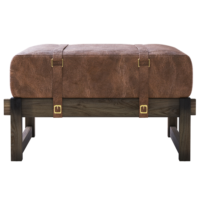 Пуф Duncan винтажная коричневая кожа  Коричневый винтаж в Москве | Loft Concept 