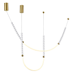 Подвесной светильник с 3-мя изогнутыми плафонами и белыми декоративными шариками PEARLS Suspension варинант исполнения - 4 | Loft Concept в Москве