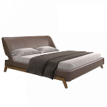 Кровать двуспальная с изголовьем из экокожи шоколадно-коричневого цвета Modern Look варинант исполнения - 1 | Loft Concept в Москве