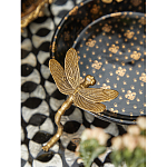 Блюдо черного цвета из фрафора на бронзовых ножках в виде стрекоз Eden Garden варинант исполнения - 5 | Loft Concept в Москве