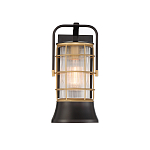 Настенный фонарь цилиндрической формы с рифленым стеклом в золотом каркасе на черном прямоугольном основании Eurofase варинант исполнения - 12 | Loft Concept в Москве