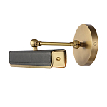 Светильник для картин цвет винтажная латунь с прямоугольным плафоном из кожи черного цвета Alora варинант исполнения - 2 | Loft Concept в Москве