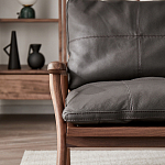 Кресло c каркасом из массива дерева и мягкой кожаной обивкой Walnut Armchair варинант исполнения - 10 | Loft Concept в Москве