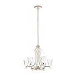 Люстра цвета никель с 6-ю рифлеными стеклянными плафонами и изогнутым каркасом Kichler варинант исполнения - 2 | Loft Concept в Москве