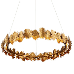 Люстра круглая с декором в виде листьев дуба золотого цвета Autumn Leaves варинант исполнения - 2 | Loft Concept в Москве