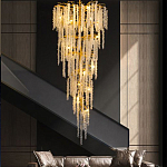 Люстра многоярусная с каркасом из металла и прозрачными подвесками FAIRYTREE Light варинант исполнения - 3 | Loft Concept в Москве