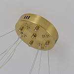 Люстра подвесная двухъярусная с золотистымыми кольцами и прозрачными стеклянными элементами Ring Horizontal варинант исполнения - 2 | Loft Concept в Москве