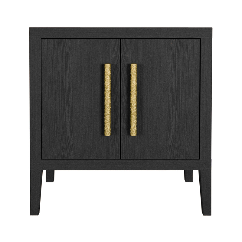 Тумбочка Primo с дверцами шпон Черный дуб Черный Золотой в Москве | Loft Concept 
