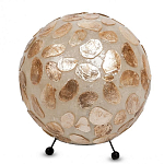 Настольная лампа из перламутра на металлическом каркасе Indonesian Circle варинант исполнения - 3 | Loft Concept в Москве