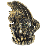 Декоративная статуэтка Дракон со стеклянным шаром Dragon and Glass Ball Gold Black варинант исполнения - 1 | Loft Concept в Москве