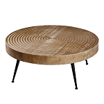 Журнальный столик с круглой фактурной столешницей из натурального дерева Vortex варинант исполнения - 1 | Loft Concept в Москве