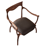 Стул деревянный с мягким сиденьем из коричневой натуральной кожи Moon Walnut Furniture варинант исполнения - 13 | Loft Concept в Москве