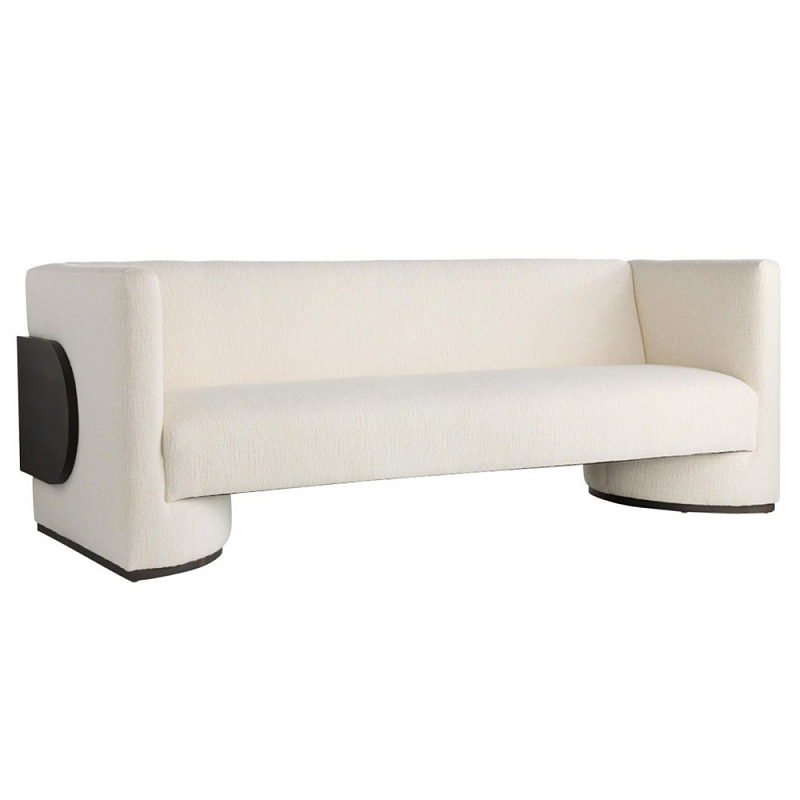 Трехместный диван Florida Sofa с элегантным деревянным декором Белый Черный Трехместный диван Florida Sofa с элегантным деревянным декором Белый Черный в Москве | Loft Concept