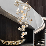 Люстра каскадная из белых цветов каллы и птичек Refined Taste of Light варинант исполнения - 2 | Loft Concept в Москве