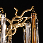 Люстра подвесная золотого цвета с разветвленными ветвями и прозрачными стеклянными подвесками Droplet Chandelier варинант исполнения - 8 | Loft Concept в Москве