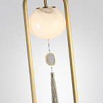 Торшер с шарообразным плафоном из белого стекла с подвеской из камня и длинной кисточкой Agatelle варинант исполнения - 4 | Loft Concept в Москве