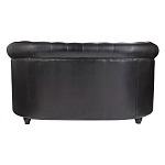 Диван кожаный двухместный на 4-х деревянных ножках из массива березы Logan Leather Seating black варинант исполнения - 3 | Loft Concept в Москве