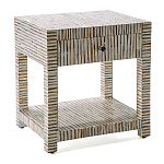 Тумбочка прикроватная Vancouver Bone Inlay Bedside Beige варинант исполнения - 1 | Loft Concept в Москве