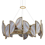 Люстра круглая с полукруглыми плафонами из искусственного алебастра в бронзовой оправе Marbella варинант исполнения - 1 | Loft Concept в Москве