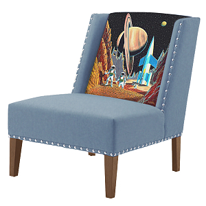 FUN Armchair Retro Futurism Blue Дизайнерское кресло с цветным принтом