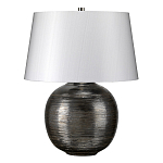 Настольная лампа с круглым фарфоровым основанием ручной работы с покрытием глазурью и белым абажуром из искусственного шелка Elstead Lighting варинант исполнения - 1 | Loft Concept в Москве