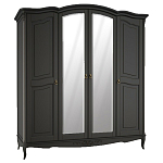Шкаф черный четырехдверный из массива бука с зеркалами Black Provence варинант исполнения - 1 | Loft Concept в Москве