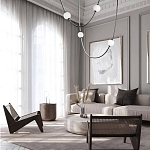 Подвесной светильник в форме дуги с белыми шарообразными плафонами Flos Wireline Lighting варинант исполнения - 4 | Loft Concept в Москве