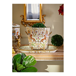 Кашпо с растительным и животным орнаментом на бронзовых ножках Turquoise Blooming Garden варинант исполнения - 5 | Loft Concept в Москве