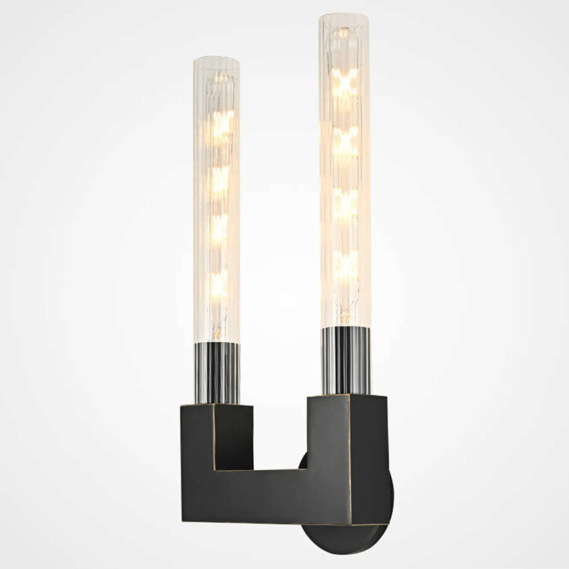 Бра CANNELLE wall lamp DOUBLE Sconces Black Черный Прозрачное Стекло в Москве | Loft Concept 