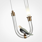 Подвесной светильник с декоративной фигуркой птицы на прозрачной изогнутой трубке Ganthea варинант исполнения - 5 | Loft Concept в Москве