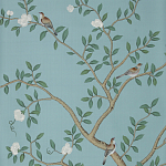 Обои ручная роспись Gustavian Garden Special Colourway on Duck Egg dyed silk варинант исполнения - 1 | Loft Concept в Москве