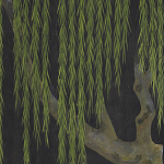 Обои ручная роспись Willow Original colourway on Edo Night painted silk варинант исполнения - 1 | Loft Concept в Москве