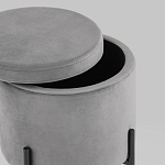 Серый пуф на черных ножках SANJAY варинант исполнения - 3 | Loft Concept в Москве