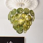 Люстра из зеленых стеклянных дисков с перламутровым эффектом Green Glowing Glaze варинант исполнения - 4 | Loft Concept в Москве