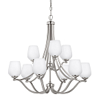 Люстра двухъярусная с белыми матовыми стеклянными плафонами в форме винных бокалов Feiss варинант исполнения - 1 | Loft Concept в Москве