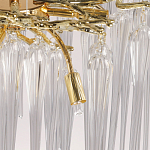 Люстра золотого цвета с декоративными ветками и длинными прозрачными стеклянными подвесами в форме сосулек Droplet Chandelier варинант исполнения - 9 | Loft Concept в Москве