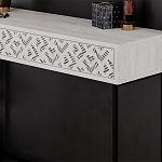 Консоль напольная пыльного белого цвета с выдвижным ящиком с резным орнаментом HEATON CONSOLE OAK варинант исполнения - 4 | Loft Concept в Москве